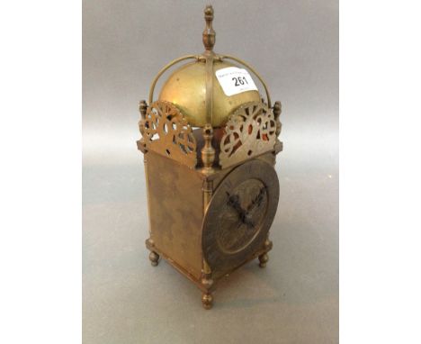 A brass lantern clock, by Laing Glasgow, of typical form, 25cm height. 