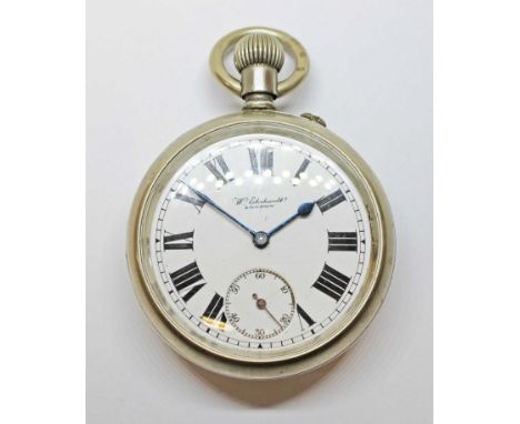A W Ehrhardt military issue pocket watch, the movement numbered 'D45988' above broad arrow, diameter 54mm. 