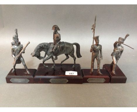 4 limited edition sculptures to include Napoleon and soldiers of the era, sculpted in 1981 by R. Cameron for Cognac Courvoisi