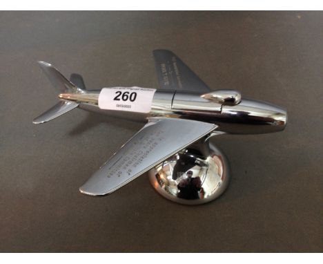 A 1956 vintage chromed Dunhill "sabre jet" table lighter.