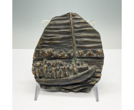 A limited-edition bronze relief sculpture titled Exodus by renowned American sculptor and architect Kenneth Treister. Dated J