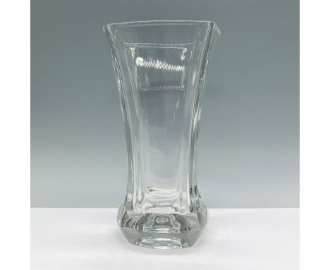 Beautiful French crystal vase with a striking geometric faceted design. Marked "France" on the base, this elegant piece stand