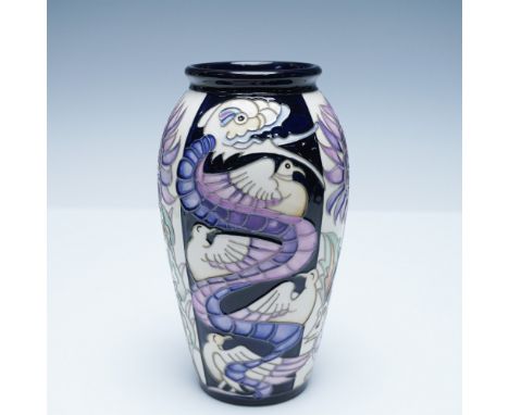Exceptional Moorcroft pottery vase featuring the William De Morgan Enchantment design by esteemed artist Emma Bossons. This s