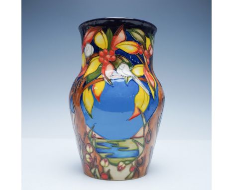 A striking Moorcroft Aquitaine vase, designed by esteemed ceramic artist Emma Bossons in 2002. This limited edition piece, nu