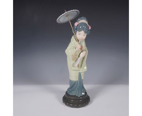Lladro porcelain figurine titled Oriental Spring, model number 01004988. This elegant piece features a graceful Japanese woma