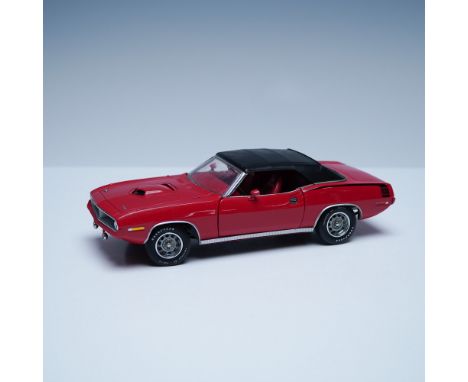 This precision-engineered 1:24 scale die-cast model of the 1970 Plymouth Hemi Cuda is a highly detailed collectible from Fran