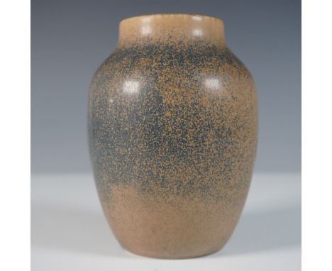 A distinguished Rookwood Pottery vase showcasing the signature speckled matte glaze in earthy tones. The form features a clas