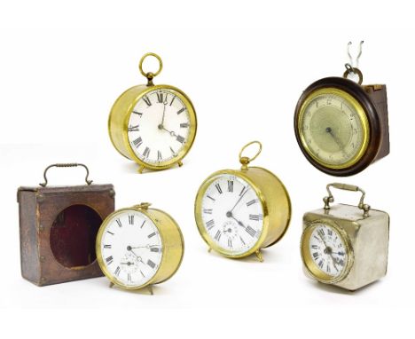 Miniature wall dial clock timepiece, the 3.5" silvered chapter ring enclosing an engine turned centre, within a stained woode