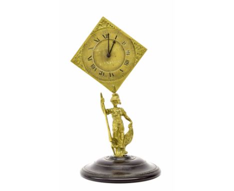 Novelty figural mantel clock timepiece signed Chris Maynard, Royal Exchange, London on the verge movement and lozenge dial ce