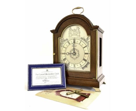 'The Garrard Silver Jubilee Clock', the three train movement playing on a nest of eight bells with ten hammers, the foliate e