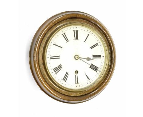 Mahogany single train 8" wall dial clock with W & H eight day movement, within a turned surround