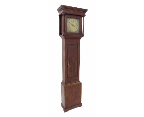 Oak thirty hour longcase clock, the 10" square brass dial signed Richard Stone, Thame on a cartouche to the foliate engraved 