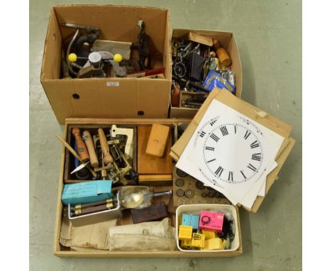 Large quantity of clock and watch tools, including clamps, vices, pliers etc