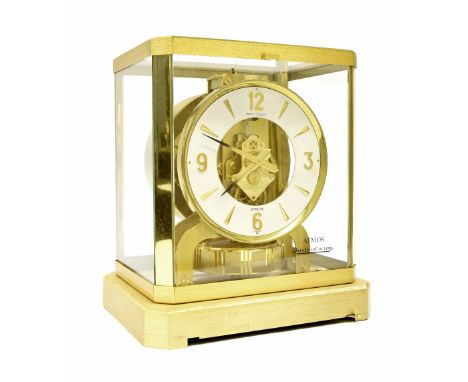 Jaeger LeCoultre Atmos clock, the 4.75" white chapter ring enclosing a skeletonised centre, ser. no. 416594, within a brushed