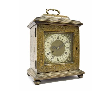 English walnut and seaweed marquetry single fusee verge bracket clock, the silvered chapter ring enclosing a matted centre, w