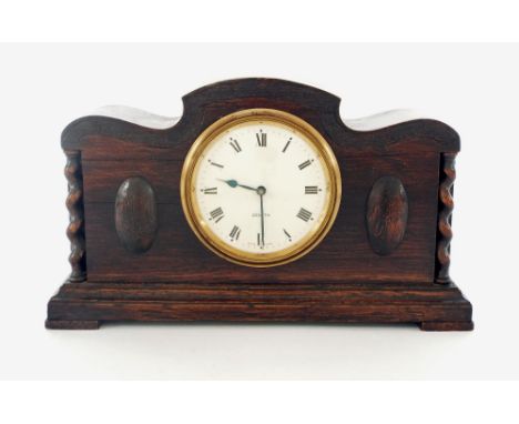 Oak cased Zenith mantel clock timepiece with platform escapement, 6.25" high