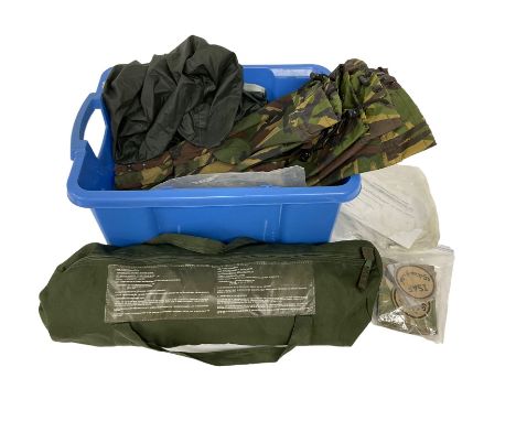 Quantity of modern British army surplus equipment and clothing, to include ISAF Afghanistan patches, British Army Issue mosqu