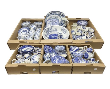 Large collection of blue and white ceramics, to include Spode Italian pattern with blue mark, Wood and Sons Yuan, pickle dish