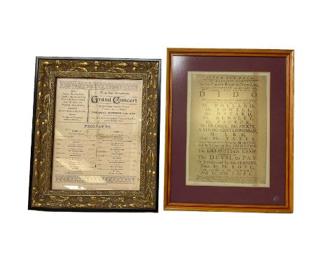 1917 Grand Concert programme, for Town Hall, Abergavenny in gilt frame together with leaflet for Dido, for Theatre Royal in D