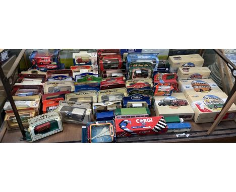 A collection of Corgi model buses together with models of Yesteryear and other boxed model vehicles 