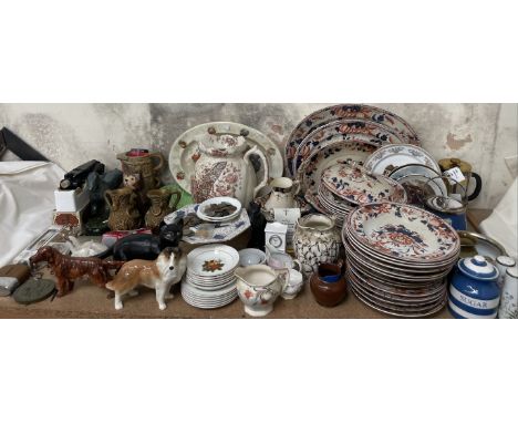A  Ashworth Brothers floral decorated part dinner set, together with a Royal Doulton red setter and assorted decorative ceram