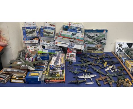 A quantity Airfix model aeroplanes together with other models, model train carriages etc 