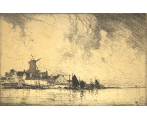 Percy Lancaster, The Haven, signed, etching, 16cm x 25cm.