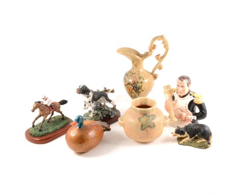 A Leonardo novelty teapot, various resin models and other ornamental items.