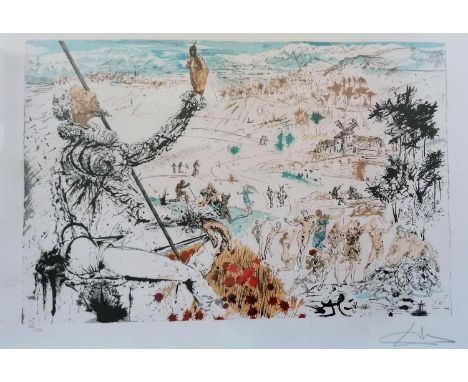 Salvador Dali (1904-1989) DON QUICHOTTE EN CAMPAGNE, lithograph, numbered 153/300, blind stamp, signed in pencil, Galerie Art