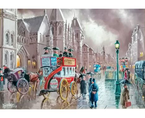 R. J. Mitchell (British, 20th century), OLD LONDON, oil on canvas, 30 x 40 cm in an ornate gilt frame, signed bottom left 