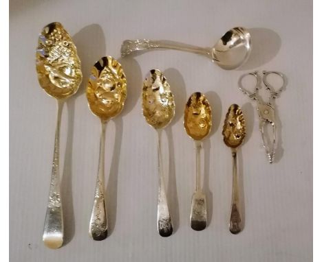 Three George III silver berry spoons by Thomas Wallis II, 1799; Alice &amp; George Burrows II, 1802; Stephen Adams II, 1816, 