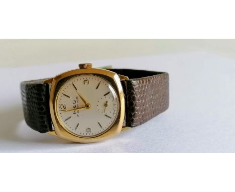 A 1960's H&amp;G gold-cased manual watch with subsidiary seconds hand, stamped 9ct, dial 28mm, in working order 