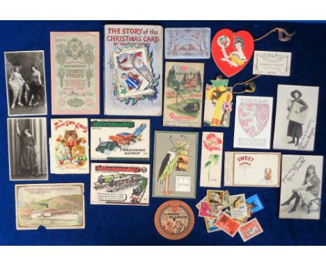 Ephemera, a selection of interesting small items to include Russian 1909 10 ruble bank note (ex), The Three Kittens Father Tu