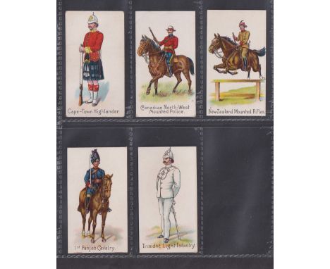 Cigarette cards, Robert's, Colonial Troops, 5 cards, Cape Town Highlanders, Canadian North-West Mounted Police, New Zealand M