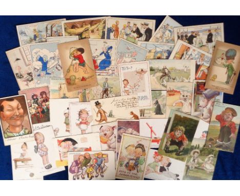Postcards, Comic, a mixed selection of approx. 40 illustrated comic cards to inc. 'Our Sailors' and other Naval comic, Cecil 
