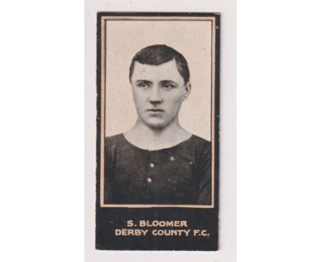 Cigarette card, Smith's, Footballers, (Titled, light blue back), type card, no 72 Steve Bloomer, Derby County (v.slight scuff