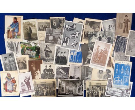 Postcards, Entertainment, a mixed age collection of 38 cards of theatre and circus entertainers, also giants, midgets etc inc