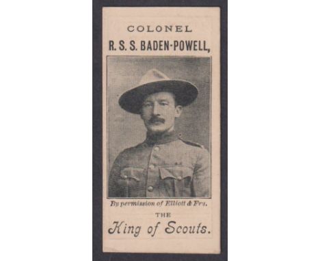 Cigarette card, Lambert &amp; Butler, Colonel R.S.S. Baden-Powell, The King of Scouts, single card issue (gd) (1) 