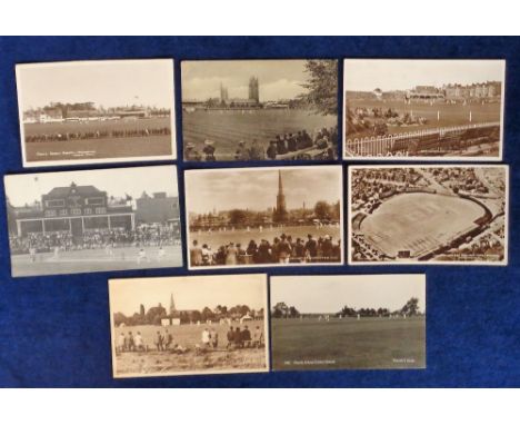 Cricket Postcards, Cricket grounds, 8 cards, Taunton, Scarborough, Worcester, Trent Bridge (aerial), Northampton (scarce), Ou