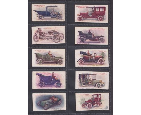 Cigarette cards, Lambert &amp; Butler, Motors (1908) (set, 25 cards) (some with slight foxing / light staining to backs, gen 