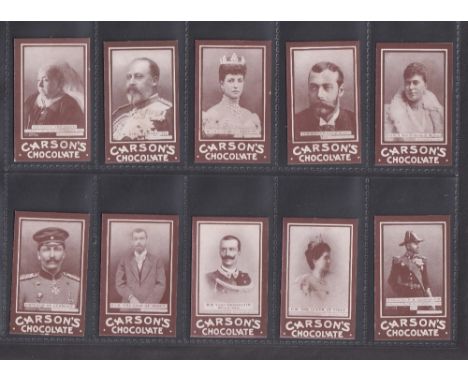 Trade cards, Carson's Chocolate, Celebrities (set, 72 cards plus special album) includes Abraham Lincoln, Baden Powell, Queen
