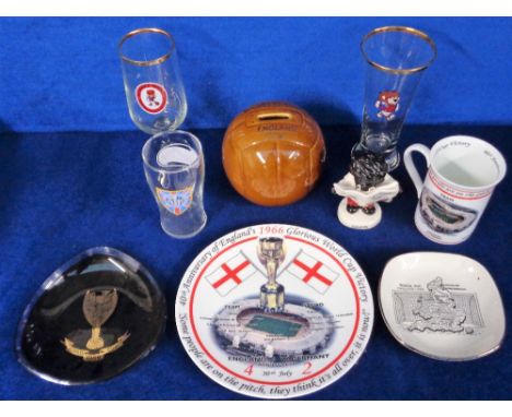 Football memorabilia, World Cup 1966, selection of 9 items including original &amp; later produced items, two original ashtra