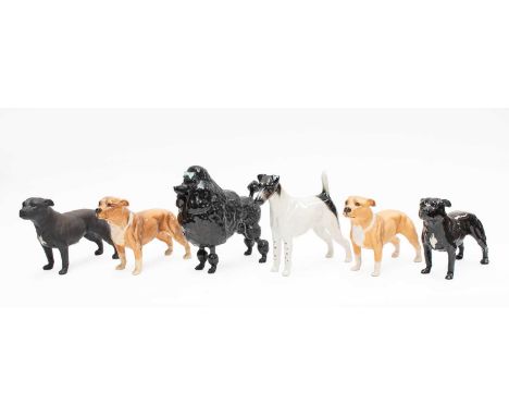 Beswick Dogs, including Smooth-Haired Terrier "Endon Black Rod", model No. 964, white with black patches, gloss; together wit