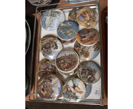 A Collection of 19th Century and Later Prattware Pot Lids, includig titled examples such as "The Cavalier", "Uncle Toby", "Pe