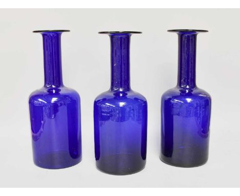 Three Holmegaard Glass Gulvvases, by Otto Brauer (1911-1984), blue, 30.5cm high, together with a smaller example (4)Some Mino