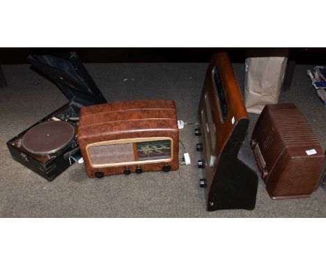 Three Radios: Cossor melody, GEC BC62Ys &amp; Murday; togther with HMV Portable Gramophone