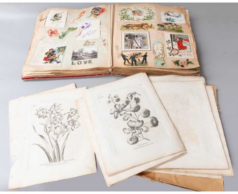 Victorian Scrapbook, containing greetings cards, engravings, lithographs, etc., together with botanical prints published by B