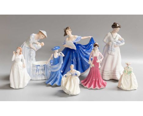 Fourteen Coalport Porcelain Figures of Ladies together with a similar Royal Worcester figure, a Coalport figure of a choir bo