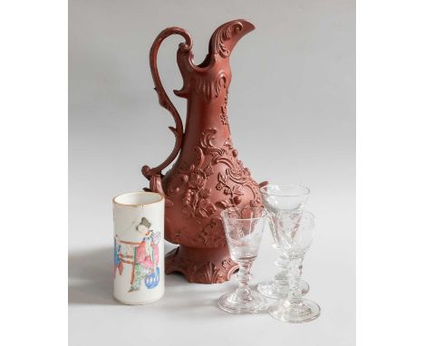 A Chinese Porcelain Small Sleeve Vase, Daoguang seal mark, painted in famille rose enamels with figures, a Wilhelm Schiller &