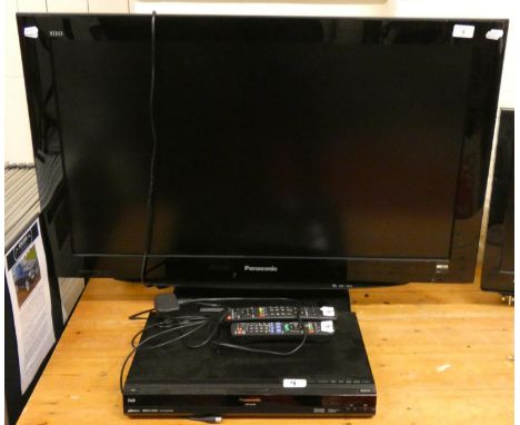 A Panasonic Viera LCD 37 inch television, together with a Panasonic DVD recorder (2). 